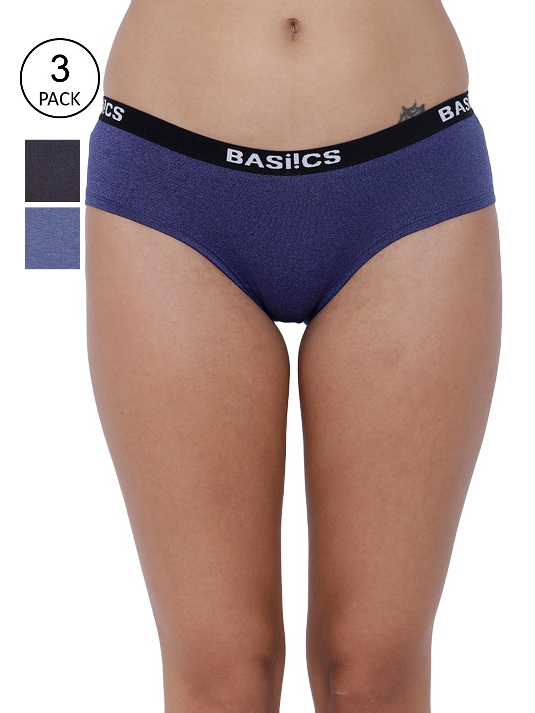 

BASIICS by La Intimo Women Pack Of 3 Solid Basic Briefs, Blue