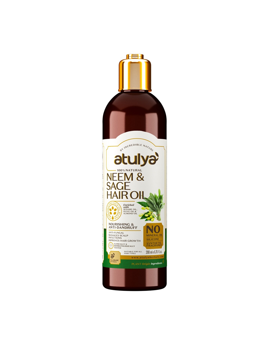 

Atulya Neem & Sage Anti-Dandruff Hair Oil 200 ml, Green
