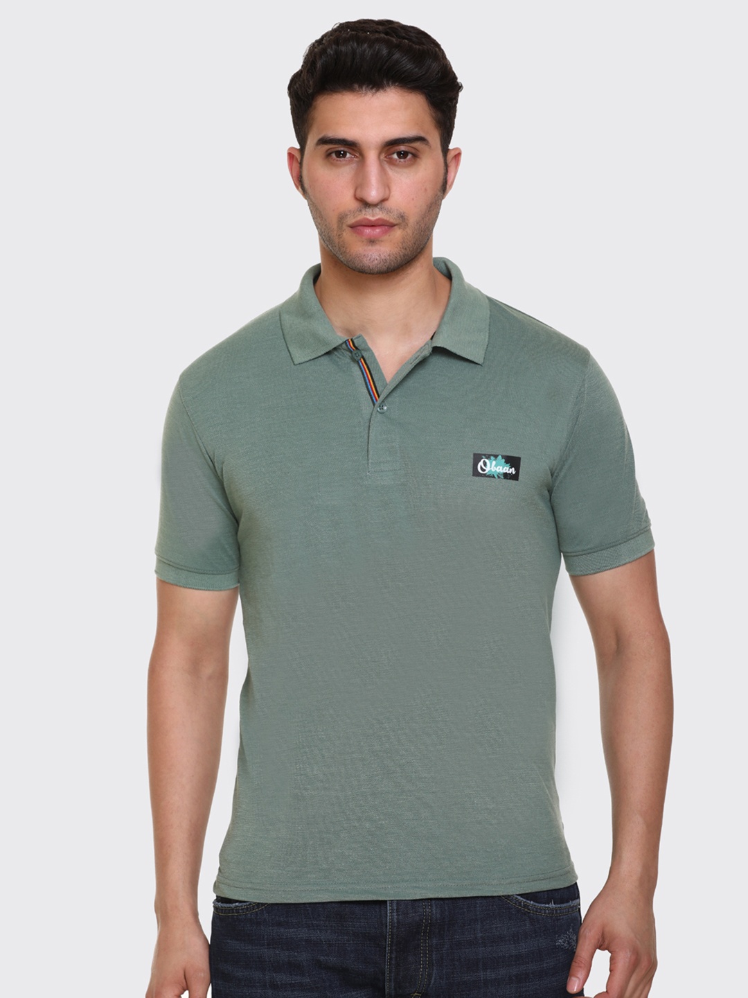 

Obaan Men Green Polo Collar T-shirt