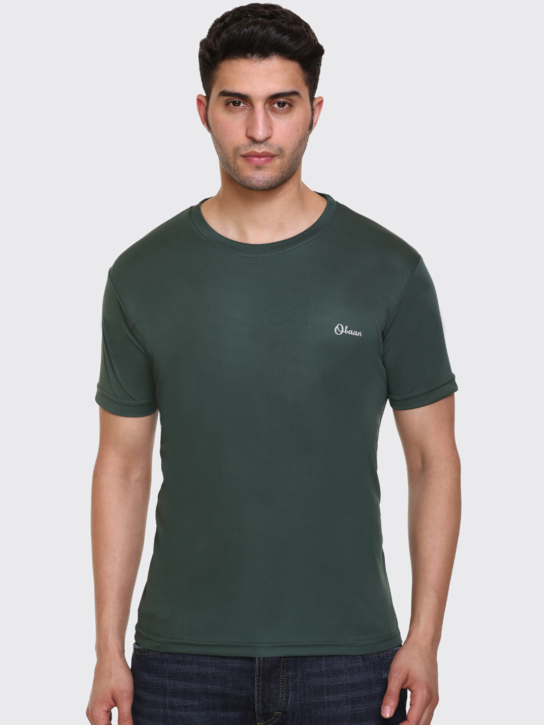 

Obaan Men Green Dri-Fit Training or Gym T-shirt