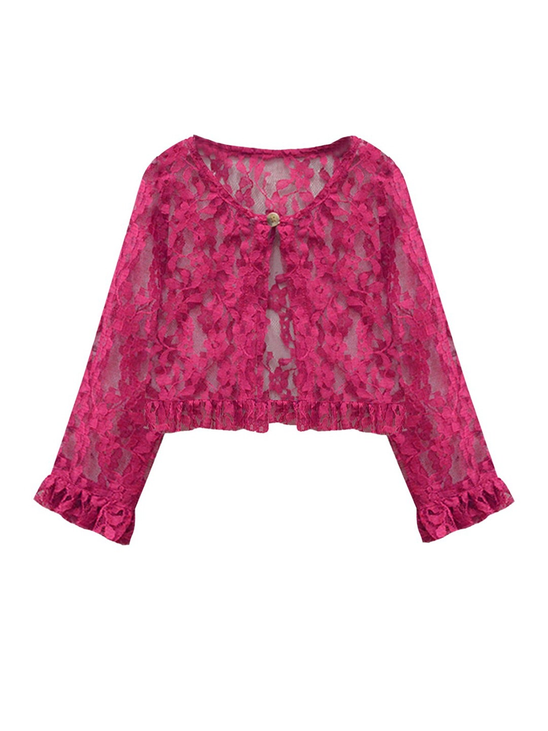 

A T U N Girls Fuchsia Button Lace Shrug