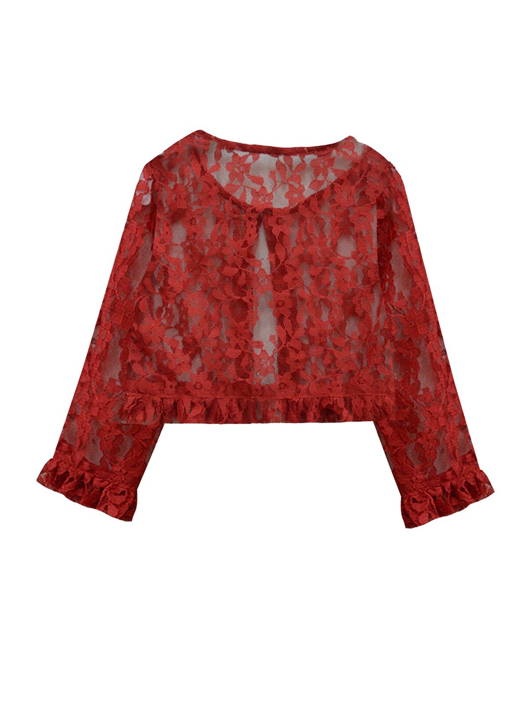 

A T U N Girls Maroon Lace Floral Shrug