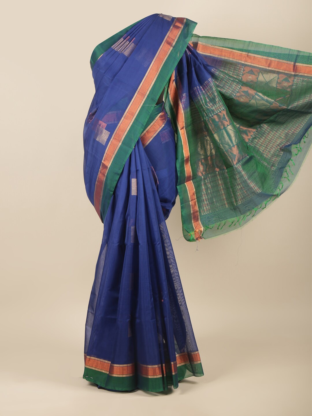 

Pothys Blue & Green Woven Design Zari Pure Silk Saree