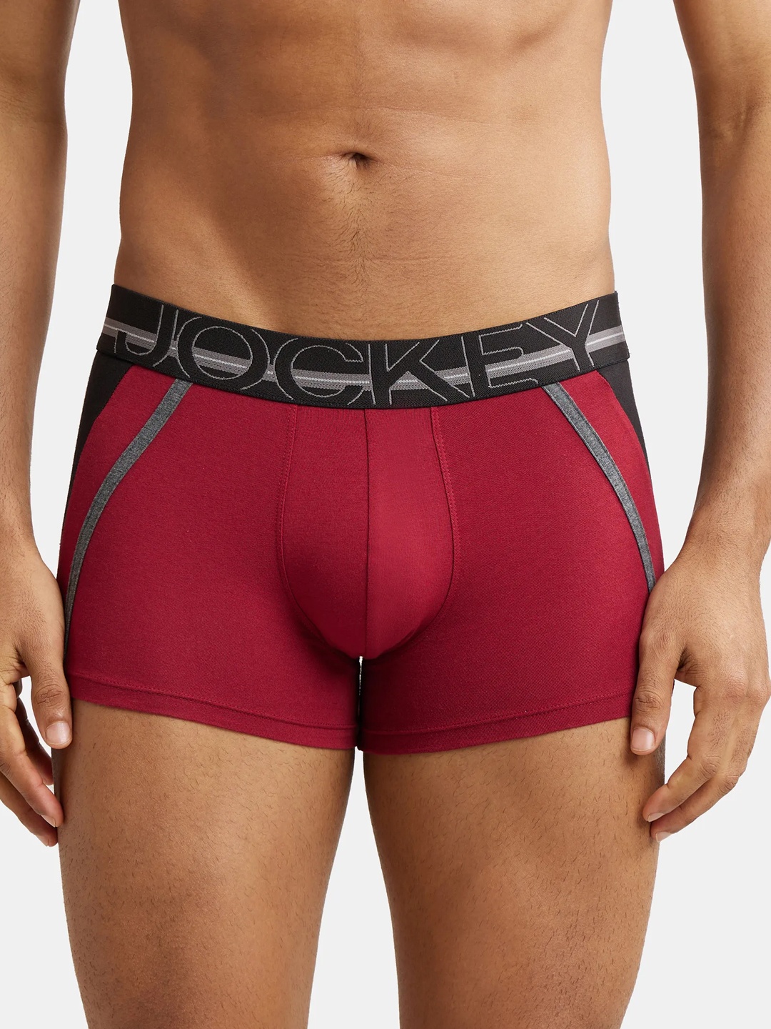 

Jockey Men Super Combed Colourblocked Trunks US21, Red
