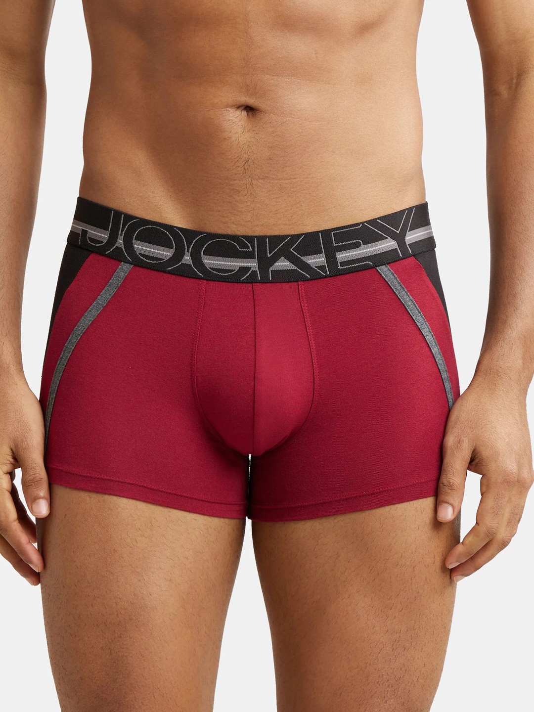 

Jockey Men Super Combed Colourblocked Trunks US21, Red