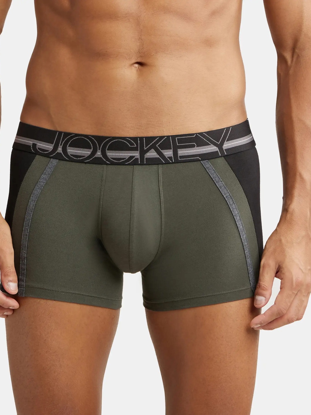 

Jockey Men Super Combed Cotton Elastane Stretch Solid Trunk US21, Olive