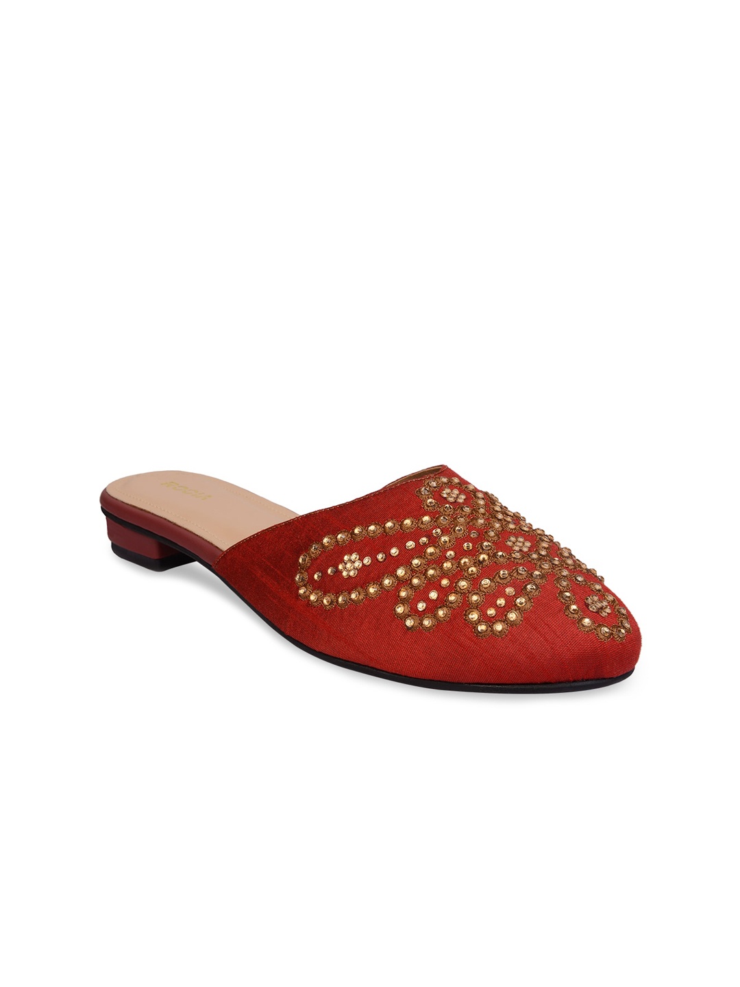 

Rocia Women Red Embellished Leather Ethnic Mules Flats