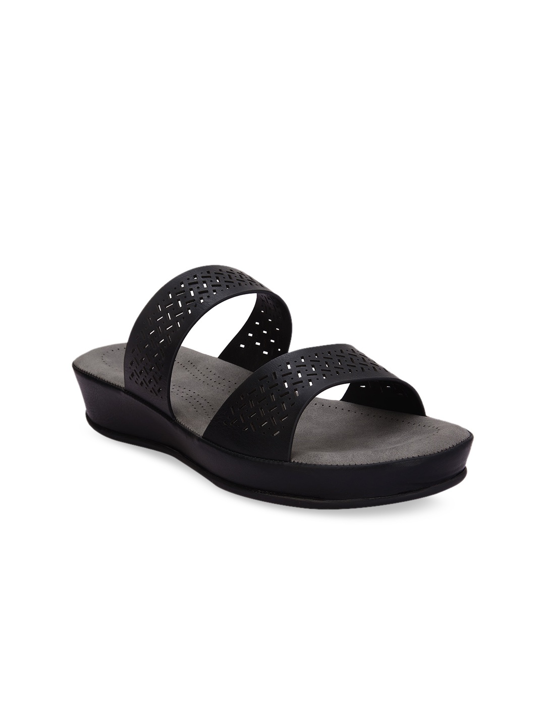 

Rocia Women Black Woven Design Open Toe Flats