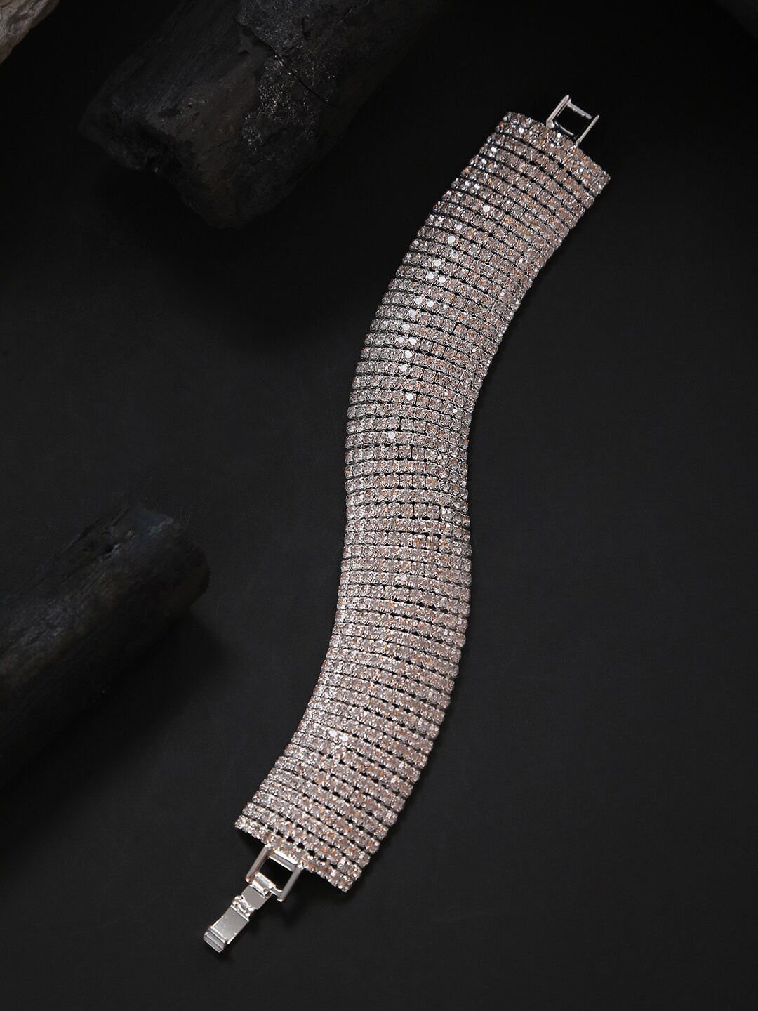 

SOHI Women Silver-Plated White Wraparound Bracelet