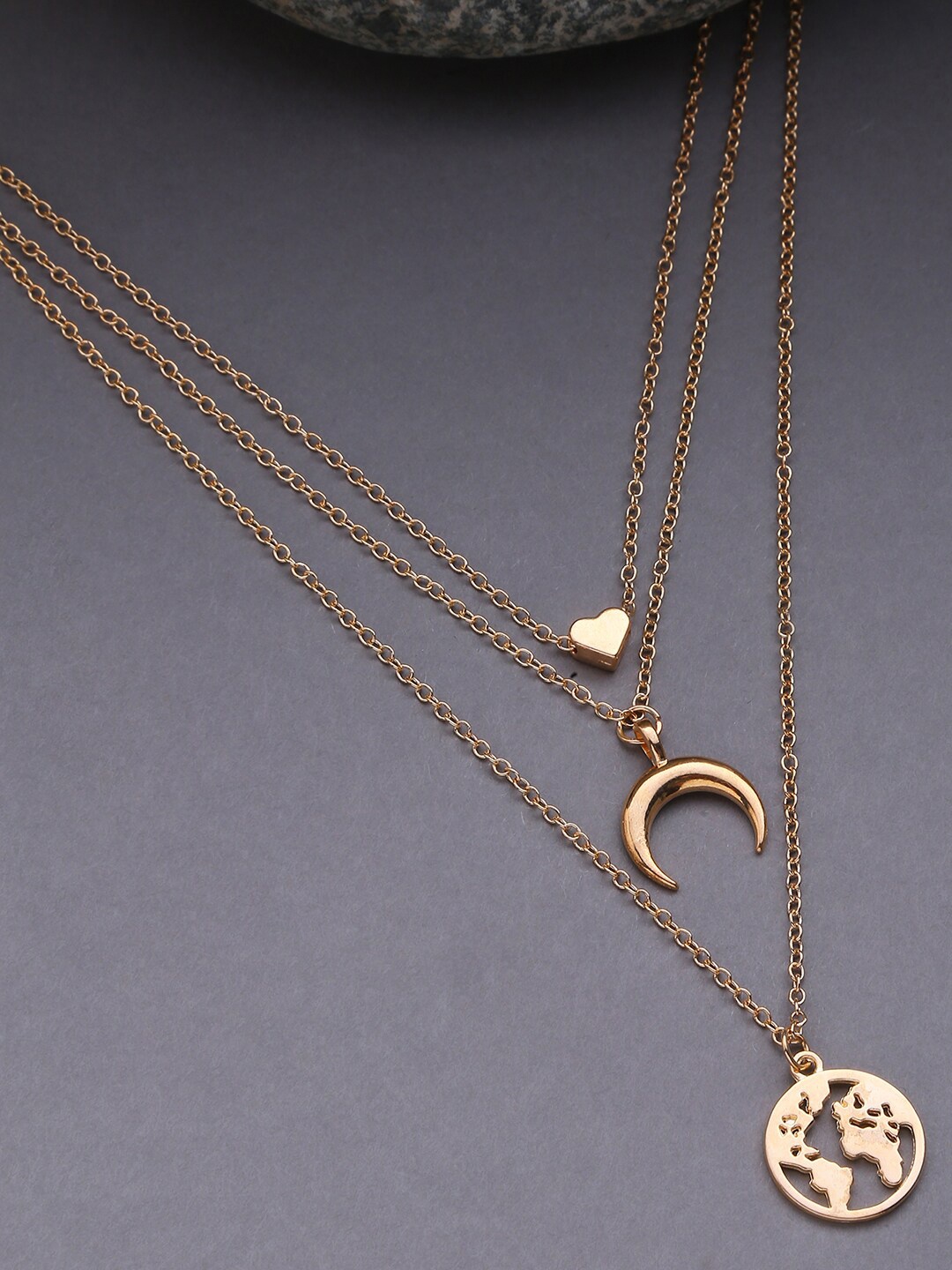 

SOHI Women Gold-Plated Set Of 3 Designer Chains