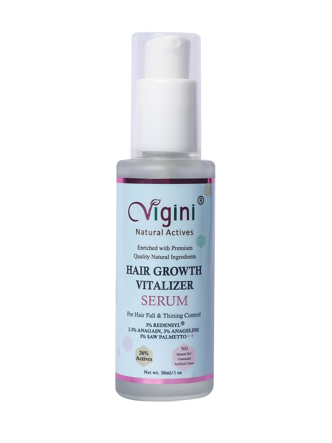 

Vigini Natural Actives Hair Growth Vitalizer Serum with Redensyl & Saw Palmetto 30 ml, White