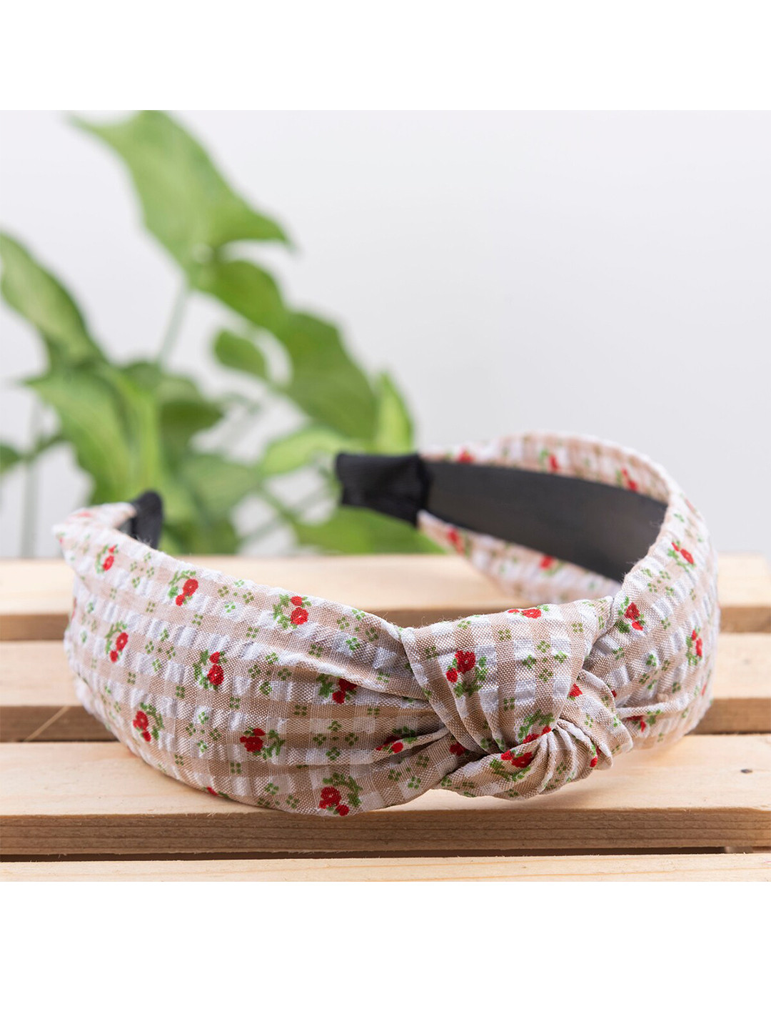 

Jewelz Women White & Green Printed Hairband