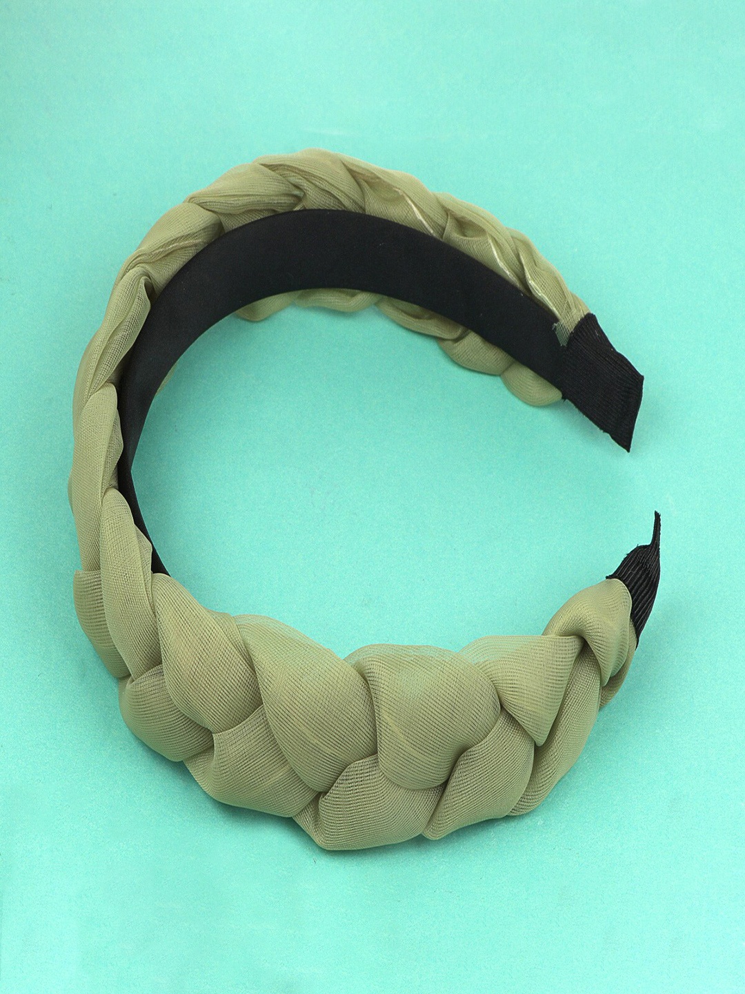 

Jewelz Women Green Solid Braided Hairband