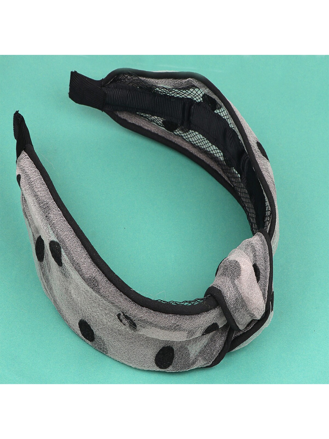 

Jewelz Women Grey & Black Polka Dot Printed Hairband