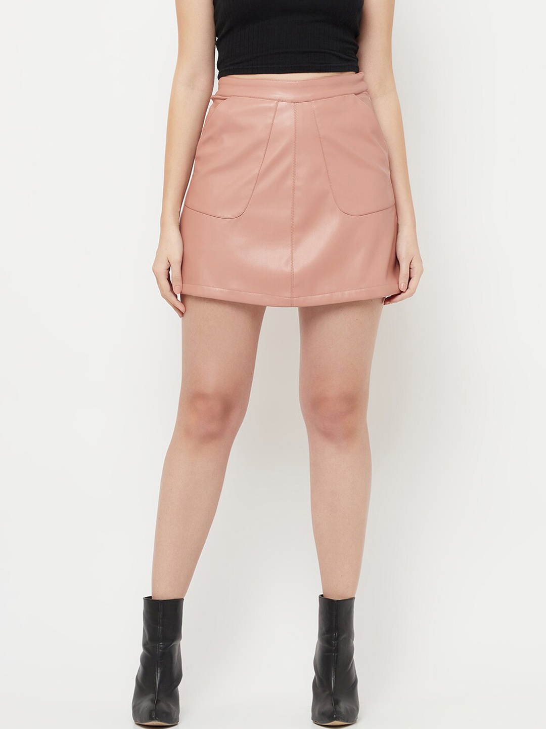 

Crimsoune Club Women Pink Solid A-Line Mini Skirt