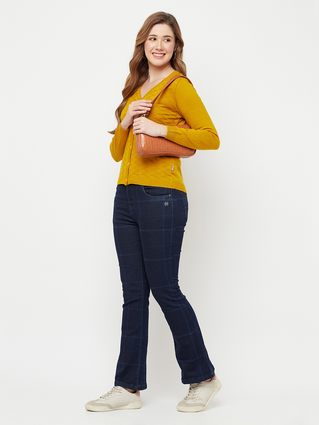 

Crimsoune Club Women Mustard Yellow Pure Acrylic Cardigan