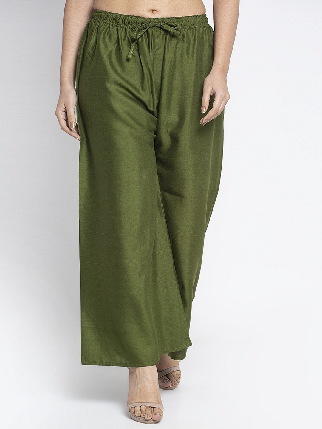 

Jinfo Women Green Solid Straight Fit Palazzo