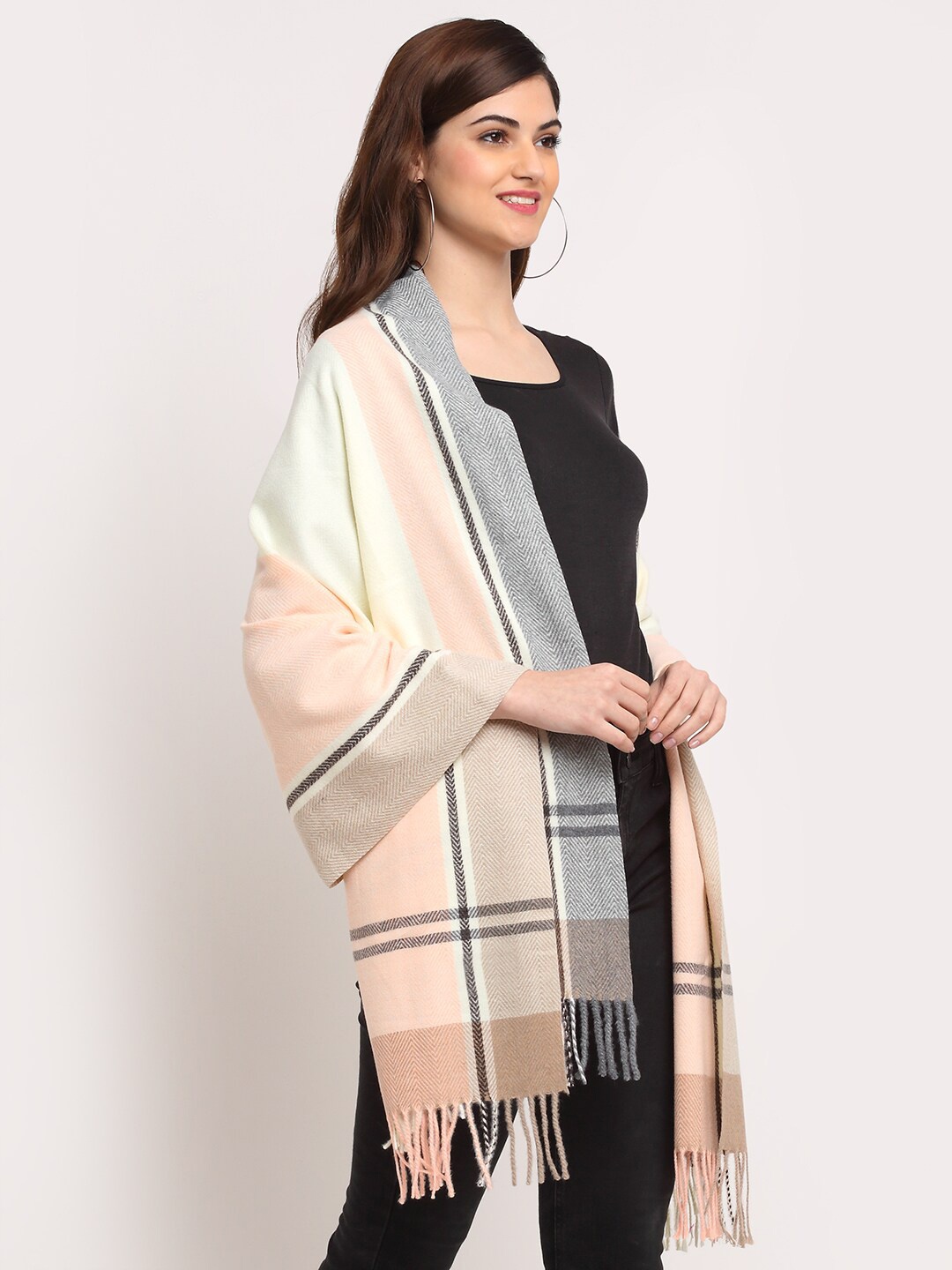 

LOOM LEGACY Women Cream Woven Design Stole