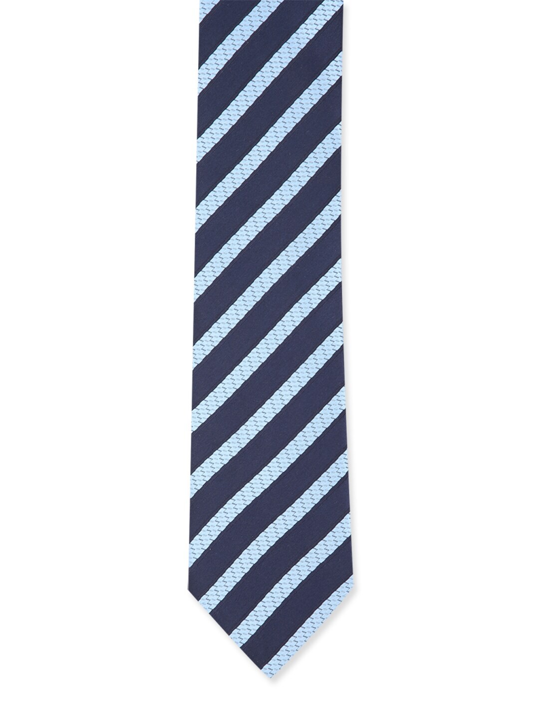 

Louis Philippe Men Navy Blue Striped Skinny Tie