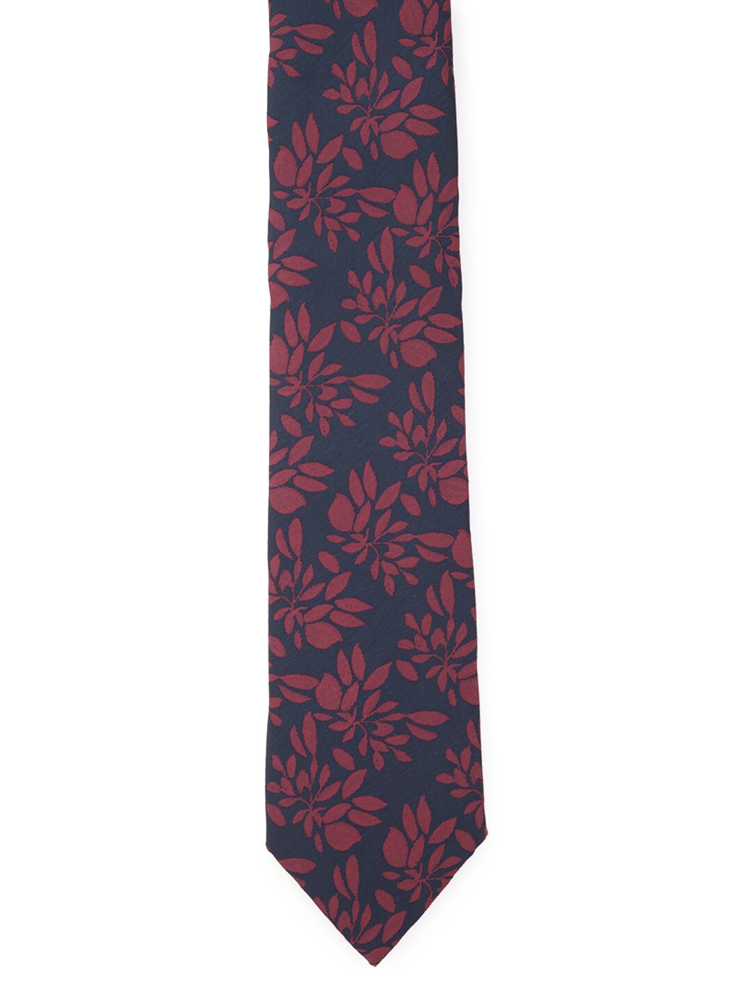 

Louis Philippe Men Navy Blue & Maroon Printed Skinny Tie