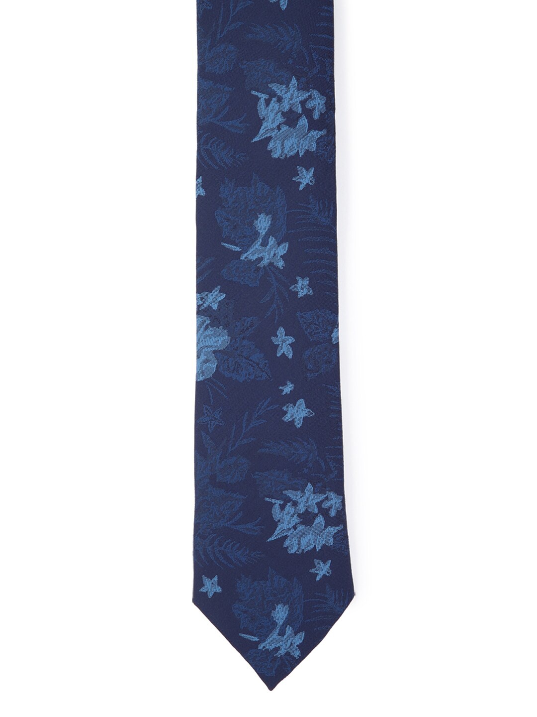 

Louis Philippe Men Navy Blue & Blue Woven Design Broad Tie