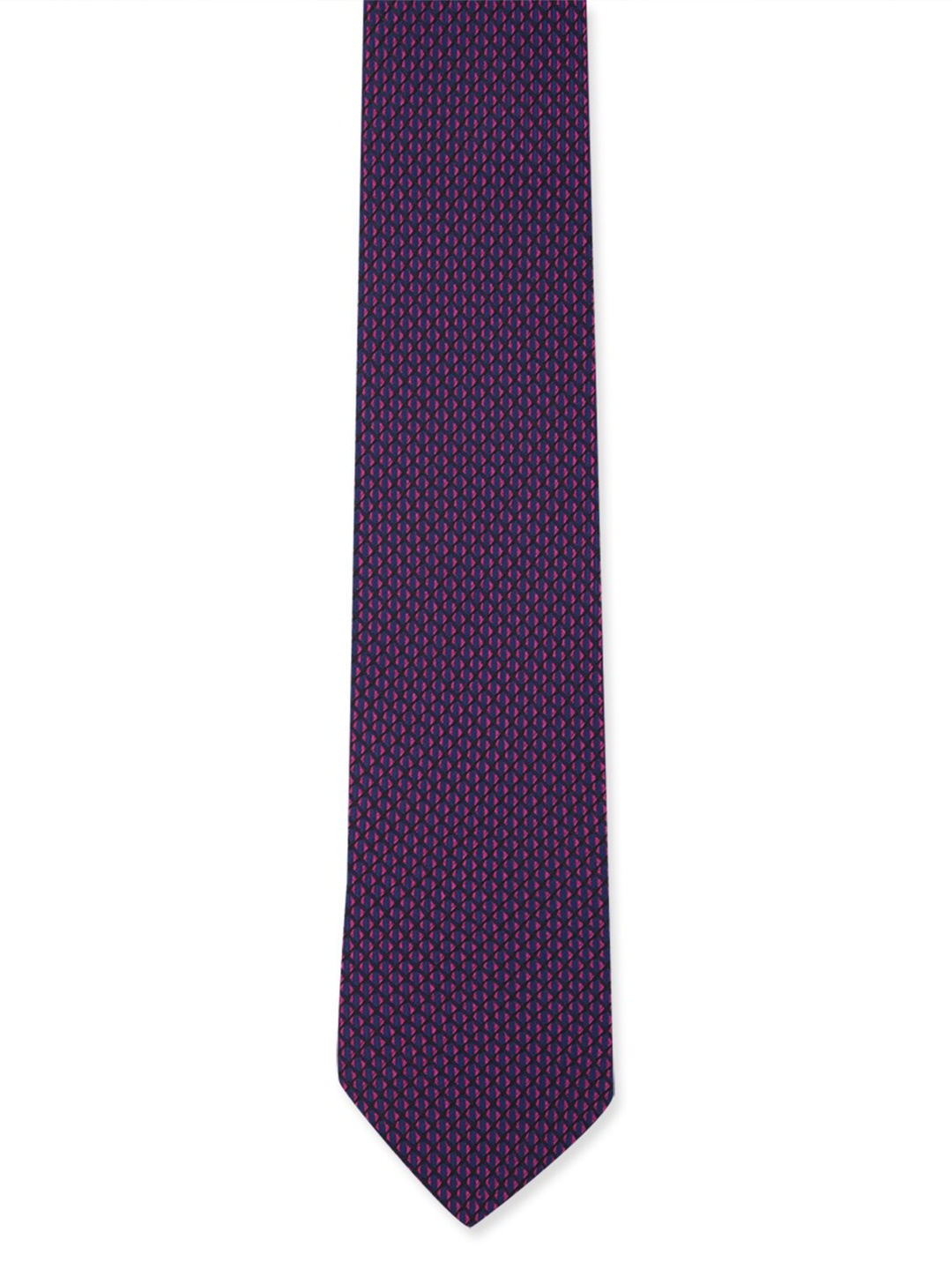 

Louis Philippe Men Navy Blue & Pink Woven Design Skinny Tie