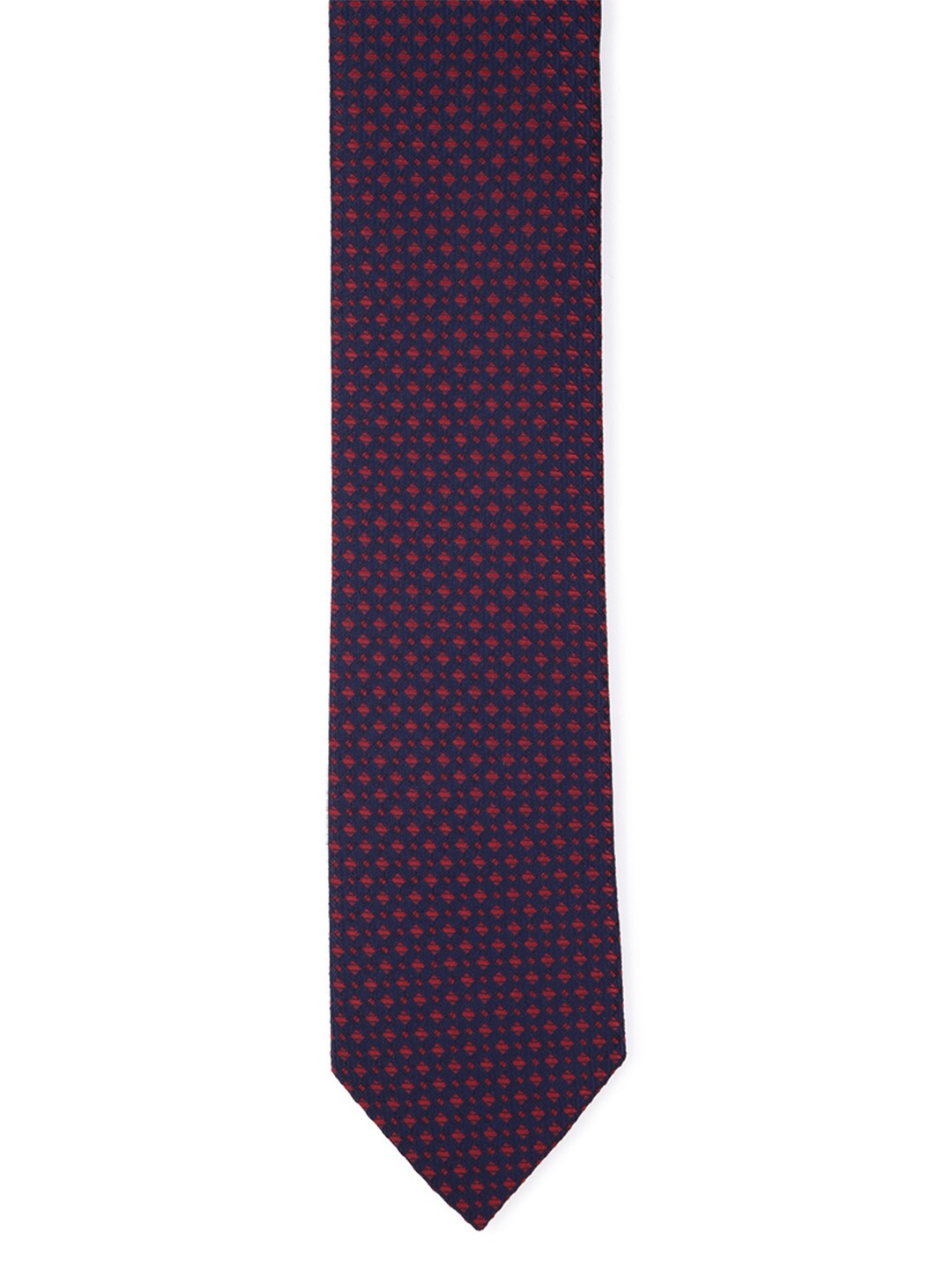 

Louis Philippe Men Navy Blue & Red Woven Design Broad Tie