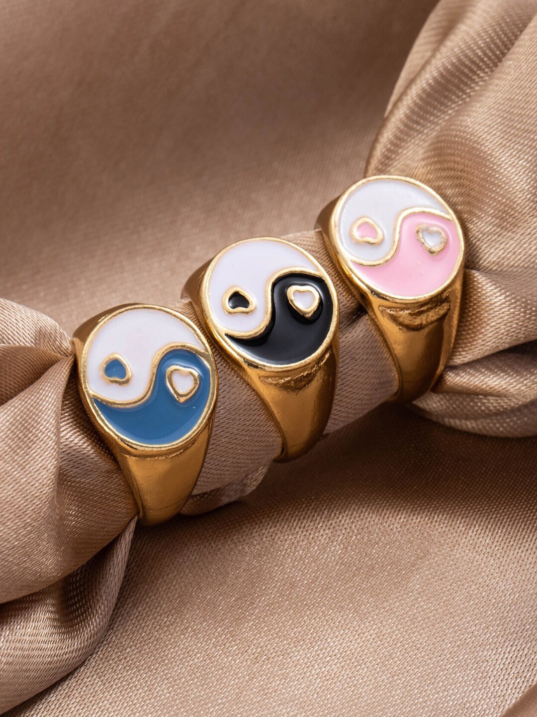 

Jewels Galaxy Set Of 3 Gold-Plated Adjustable Finger Rings