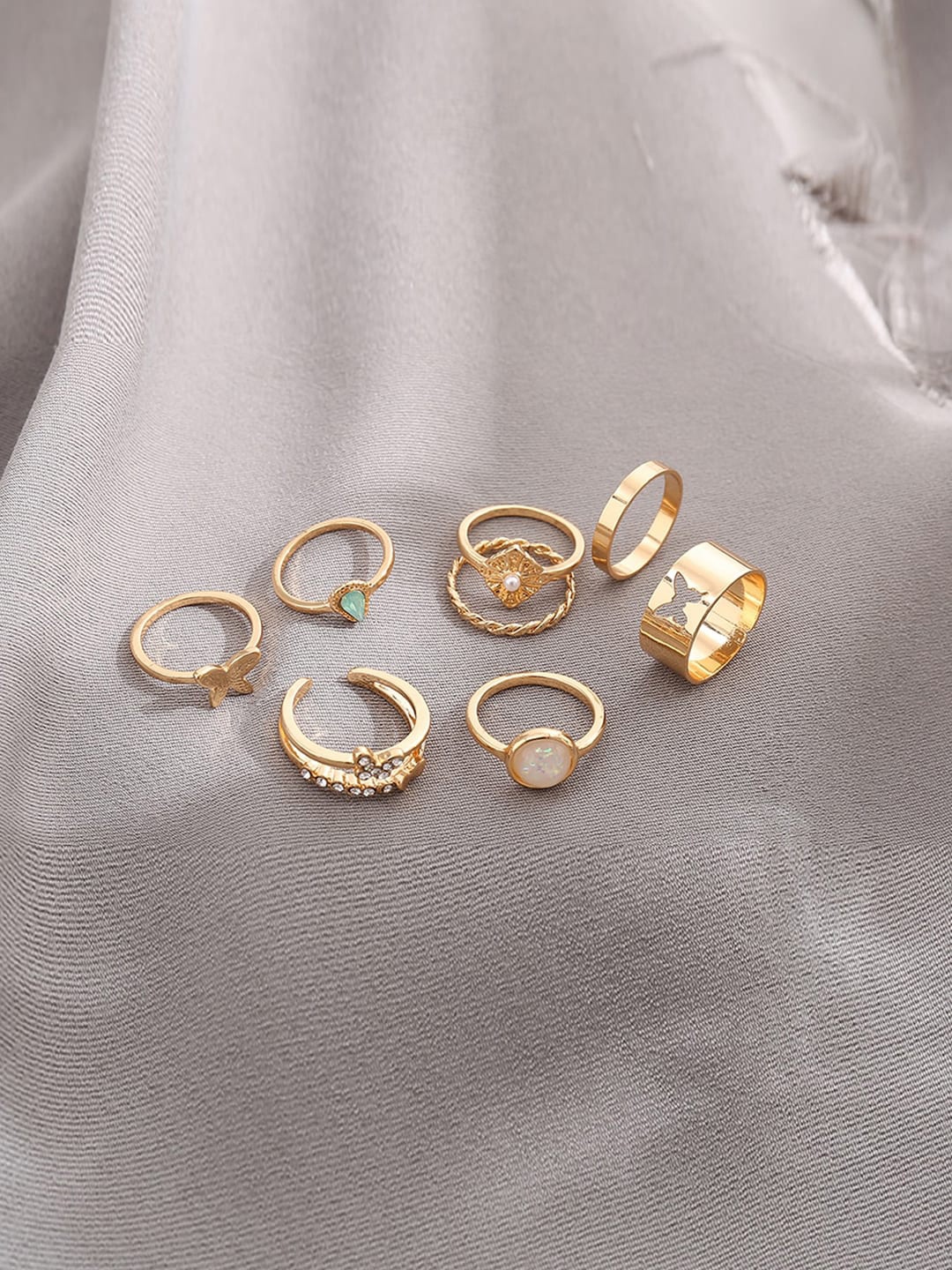 

Jewels Galaxy Set Of 7 Gold-Plated Finger Ring