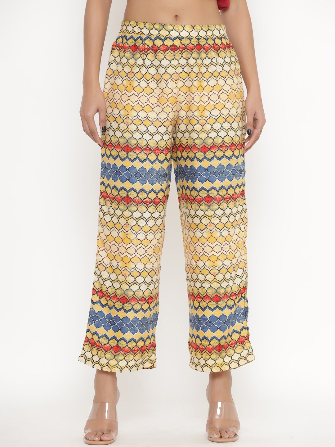 

DIVYANK Women Yellow & Blue Printed Palazzos