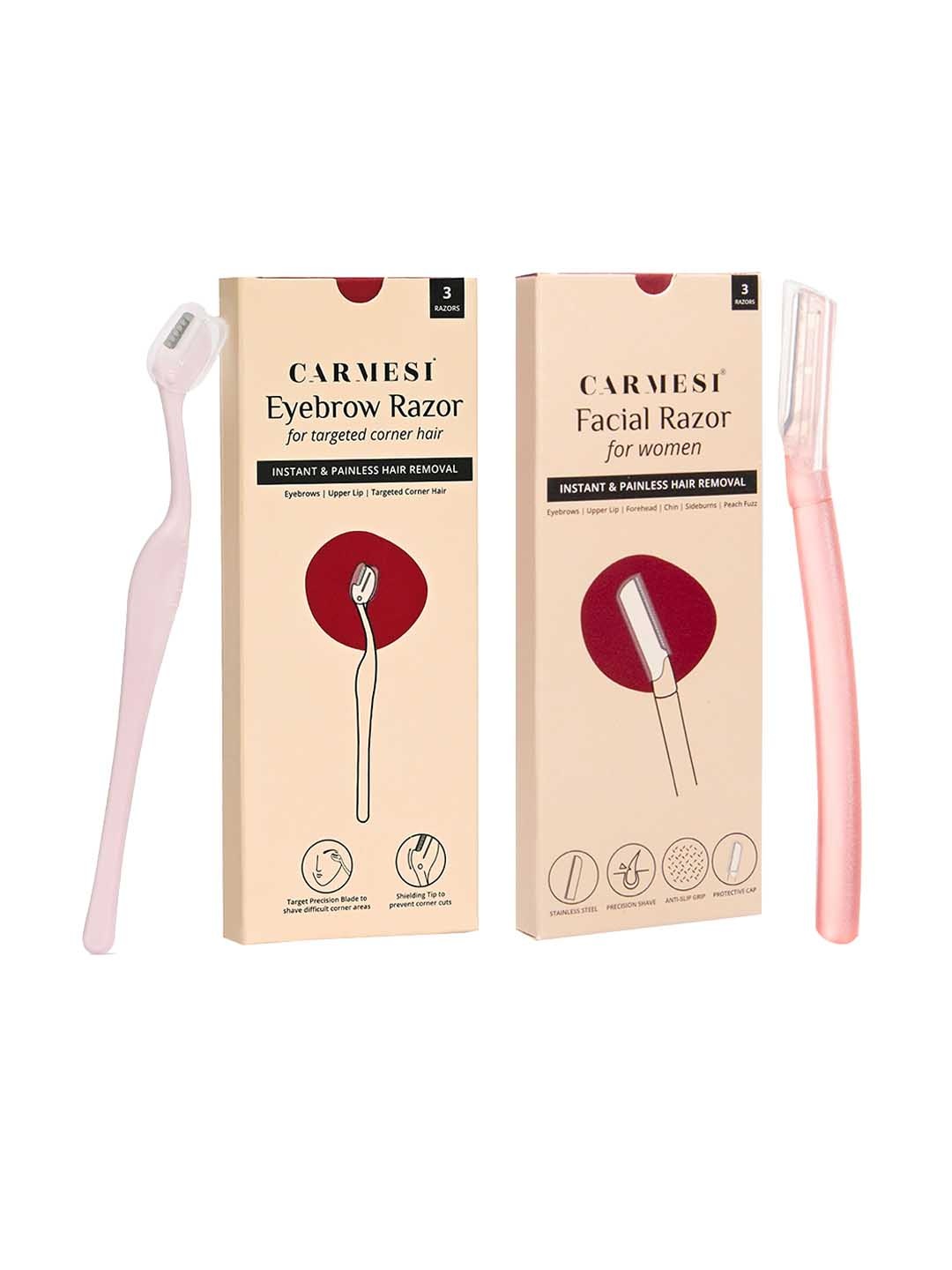 

CARMESI Set of 3 Face Razors & 3 Eyebrow Razors, Peach