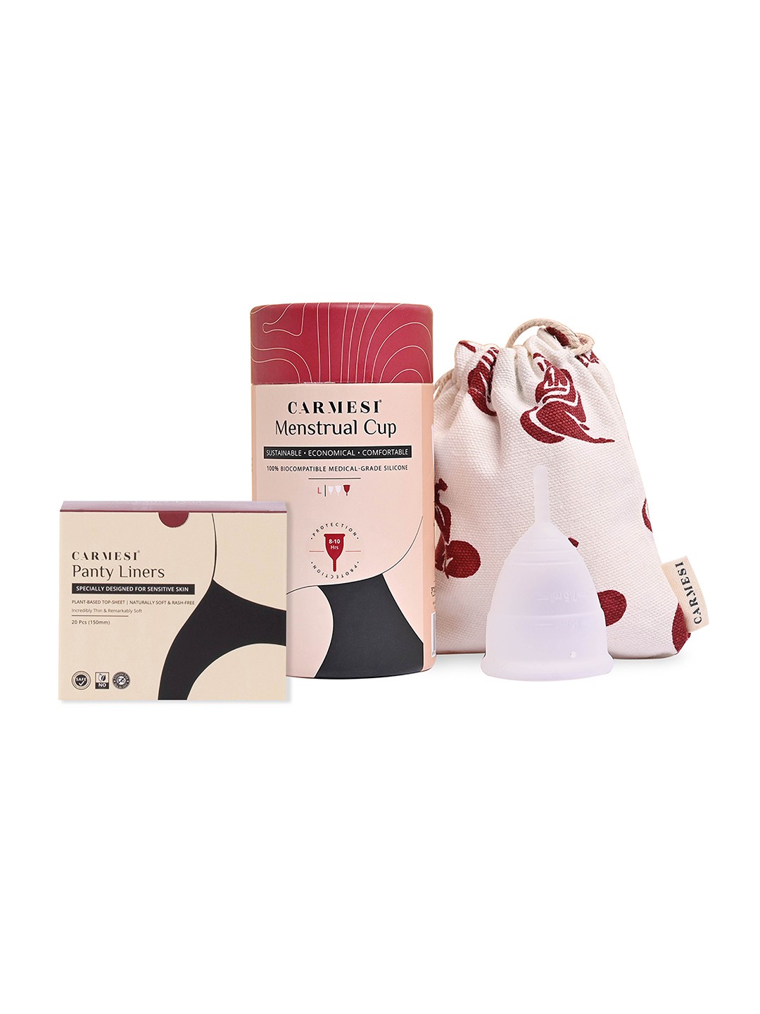 

Carmesi Set of Reusable Large Size Menstrual Cup & Panty Liners, Na