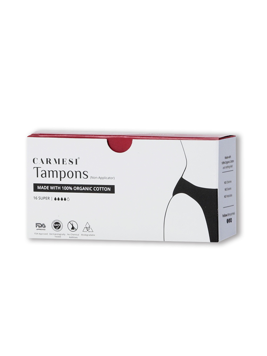 

CARMESI 100% Organic Cotton Tampons - 16 Super, White