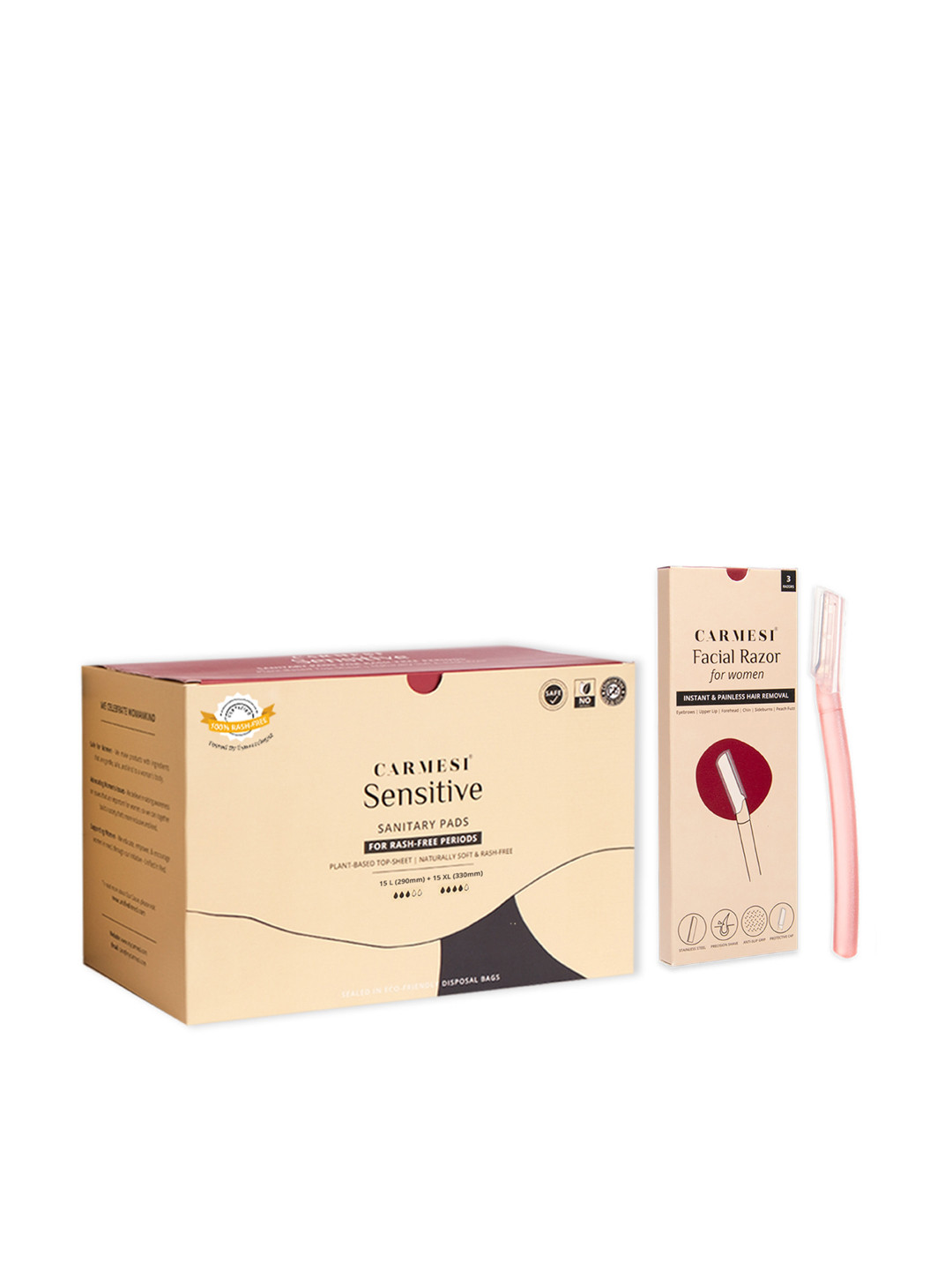 

CARMESI Women Beige Set of 3 Facial Razor & Sanitary Pads
