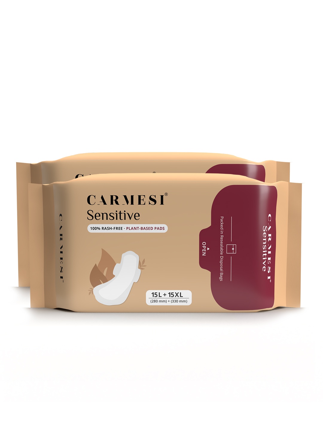 

CARMESI Set of 60 Sensitive Sanitary Pads, Beige