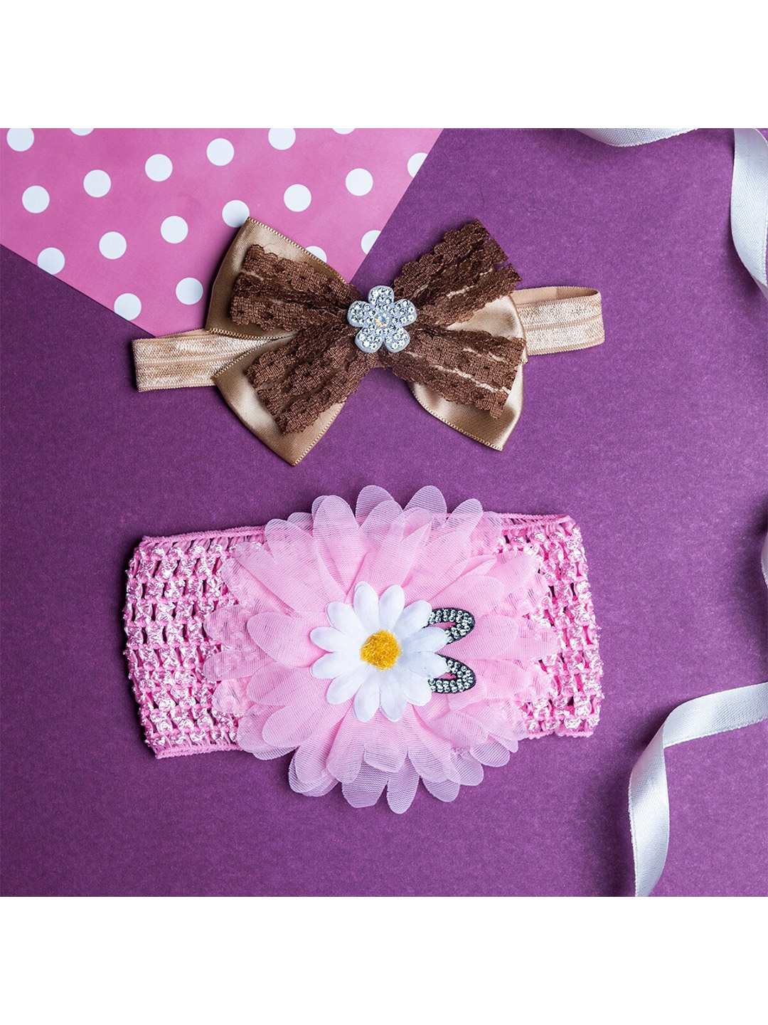 

Jewelz Girls Pink & Tan Set of 2 Hairband