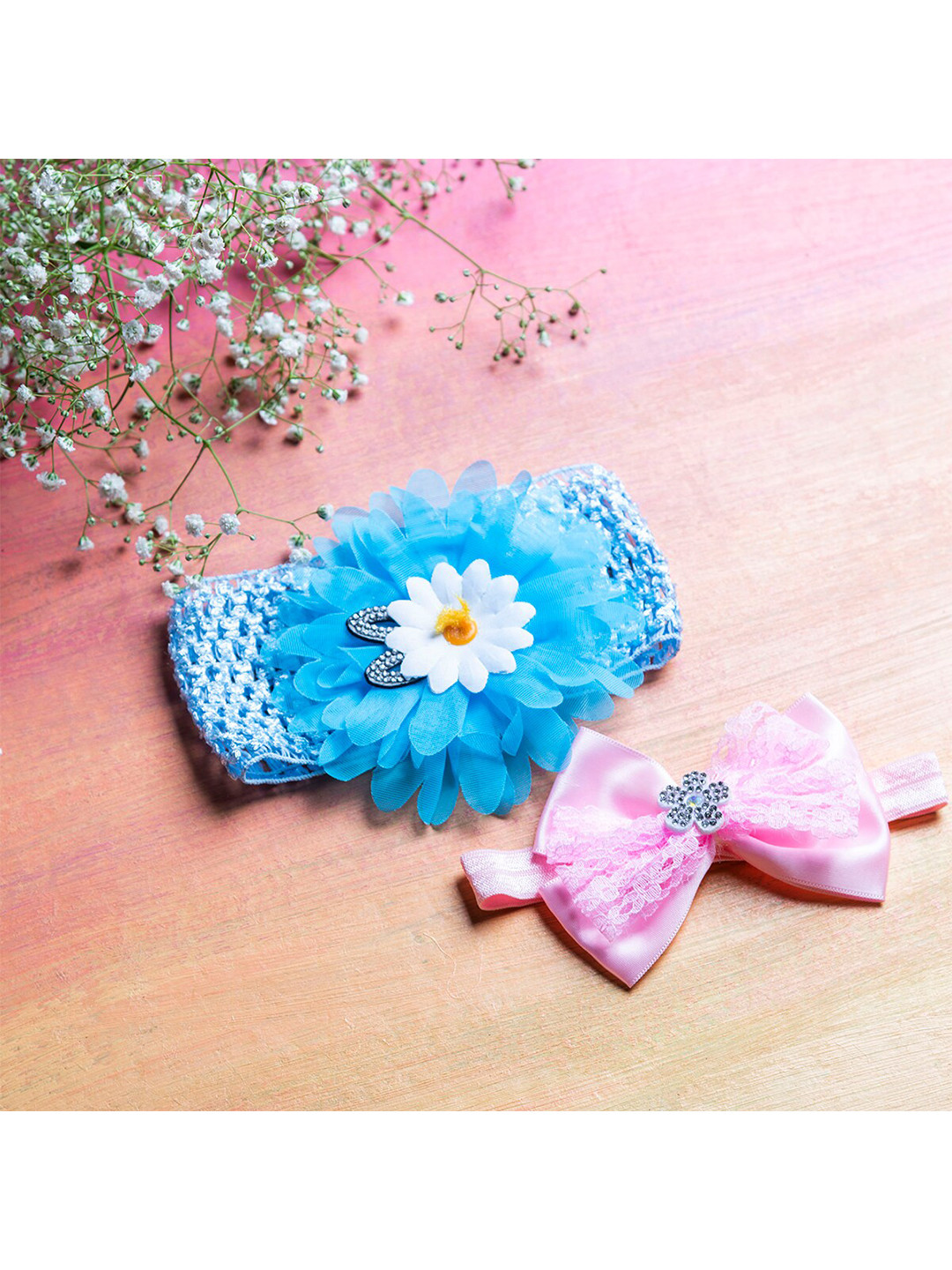 

Jewelz Girls Blue & Pink Set of 2 Embellished Hairband