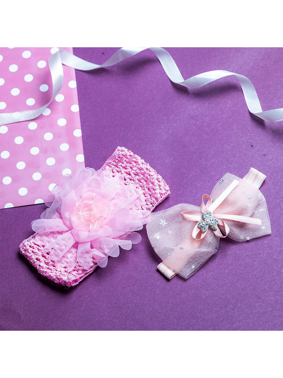 

Jewelz Girls Pink & Blue Set of 2 Bow and Flower Detail Hairband