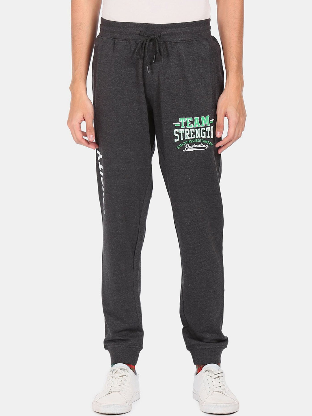 

Colt Men Charcoal Grey Printed Cotton Joggers