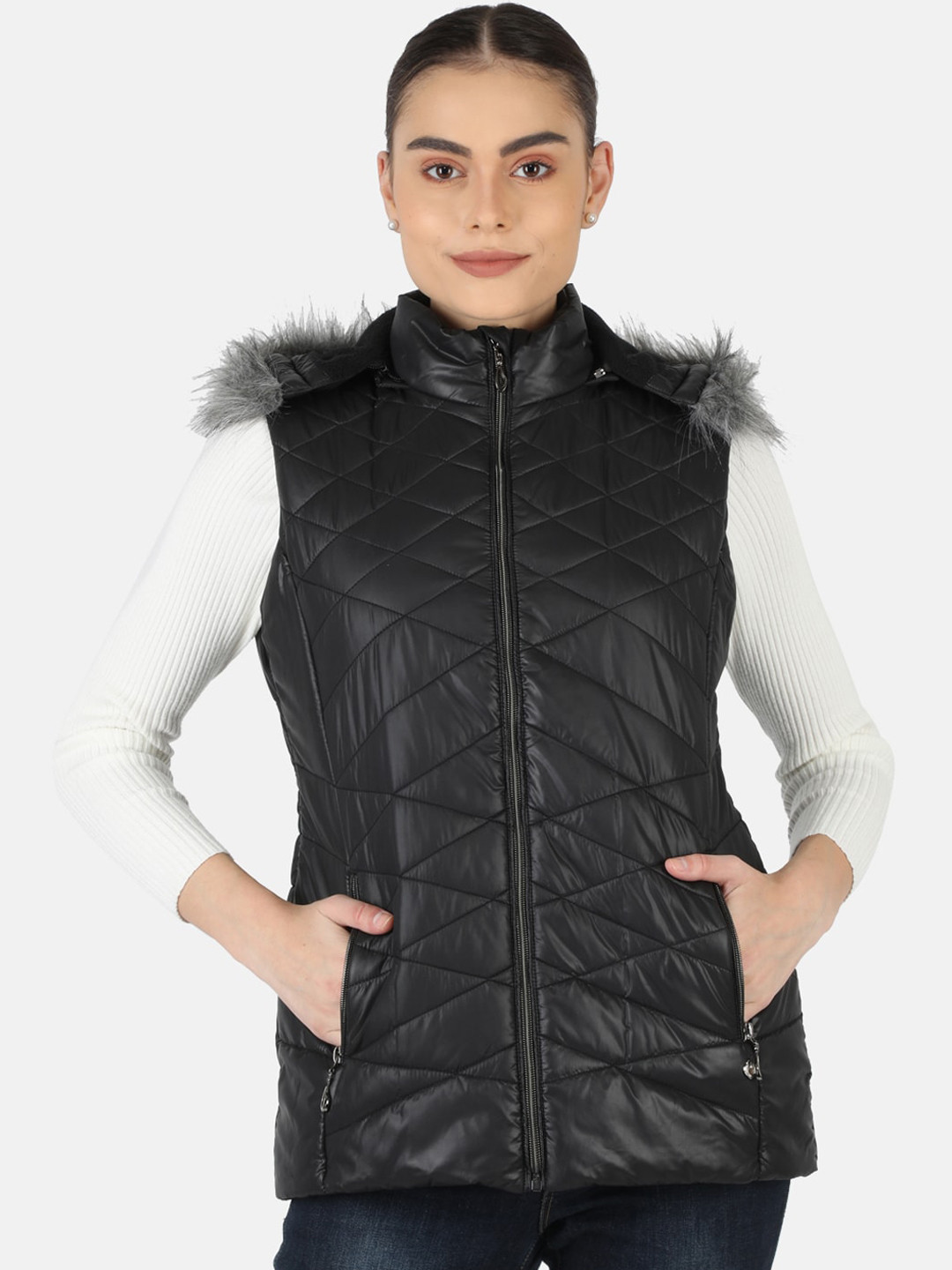 

Monte Carlo Women Black Lightweight Parka Hooded Jacket