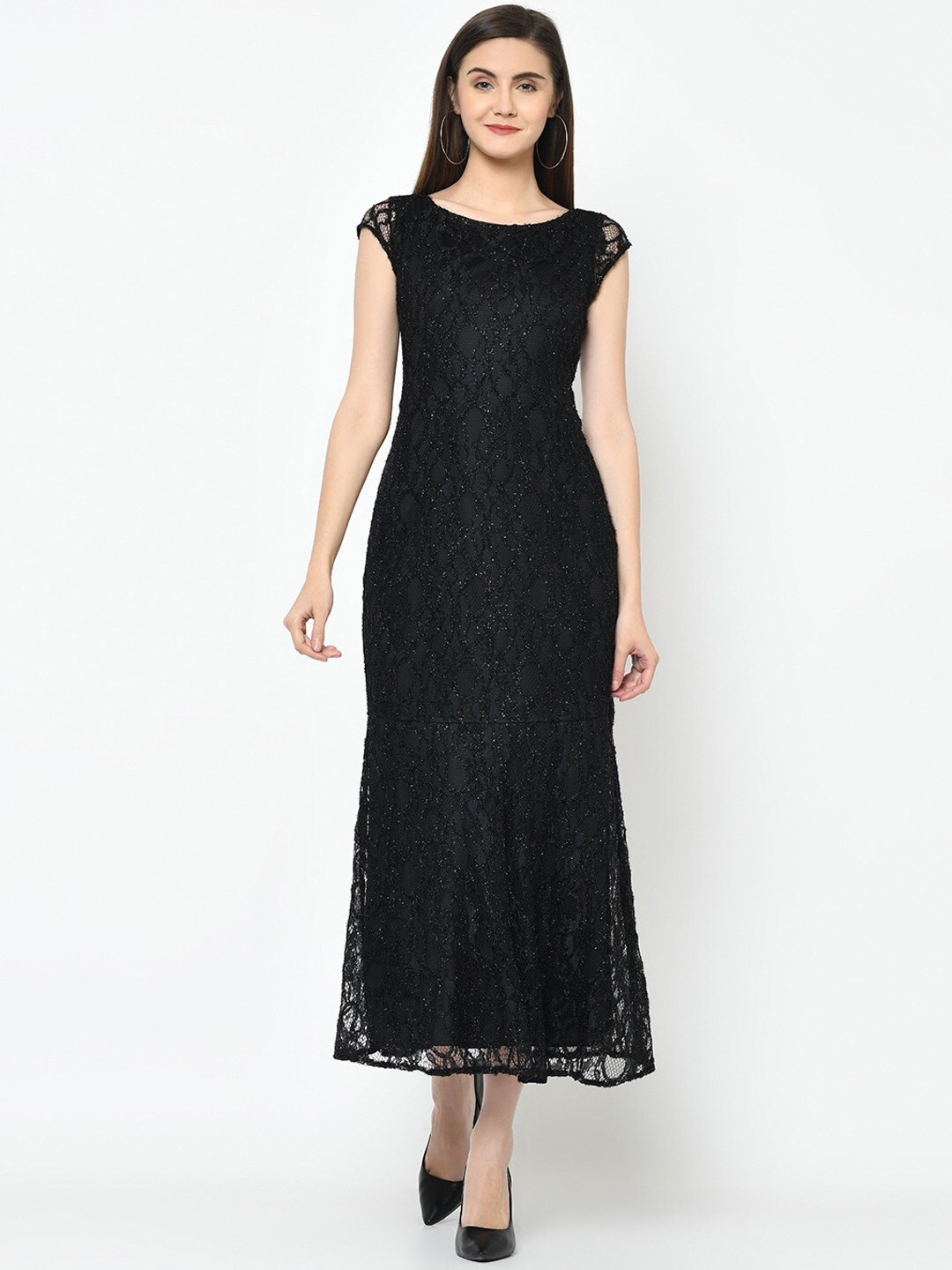 

Latin Quarters Women Black Lace Maxi Dress