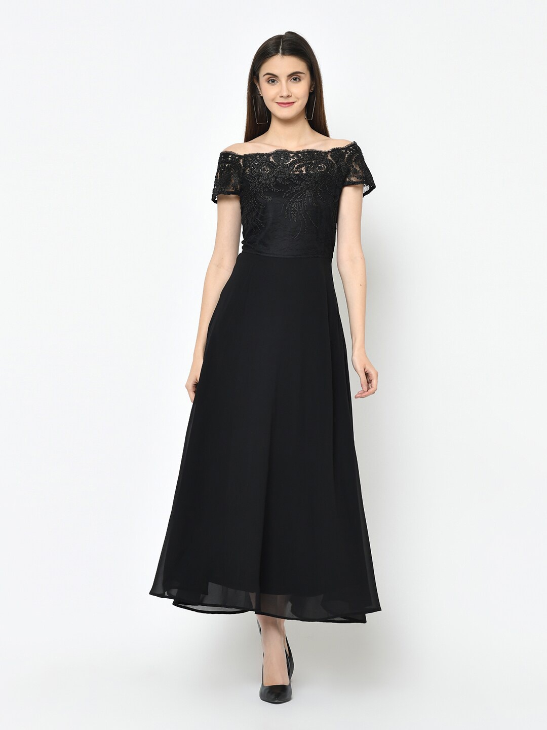 

Latin Quarters Women Black Off-Shoulder Maxi Dress