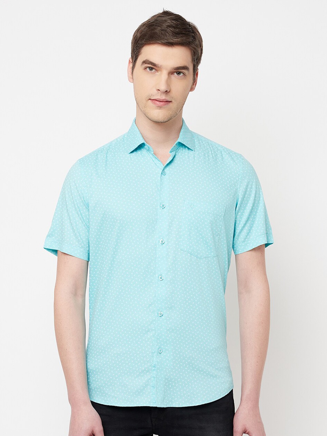 

Crimsoune Club Men Green Slim Fit Printed Casual Shirt