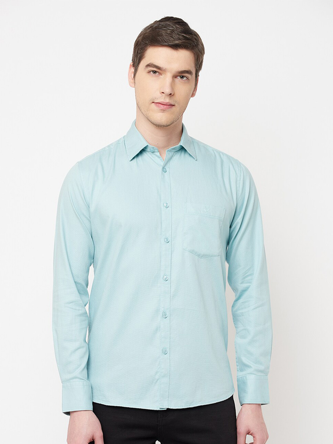 

Crimsoune Club Men Blue Slim Fit Pure Cotton Casual Shirt