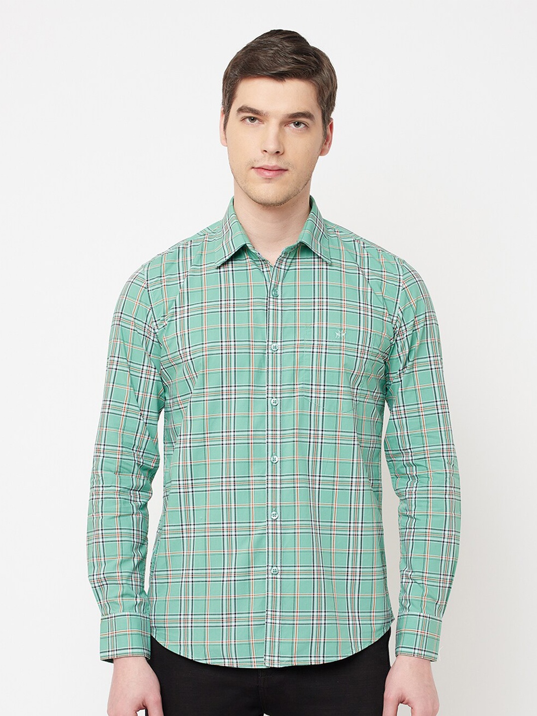 

Crimsoune Club Men Green & Black Slim Fit Tartan Checked Casual Shirt