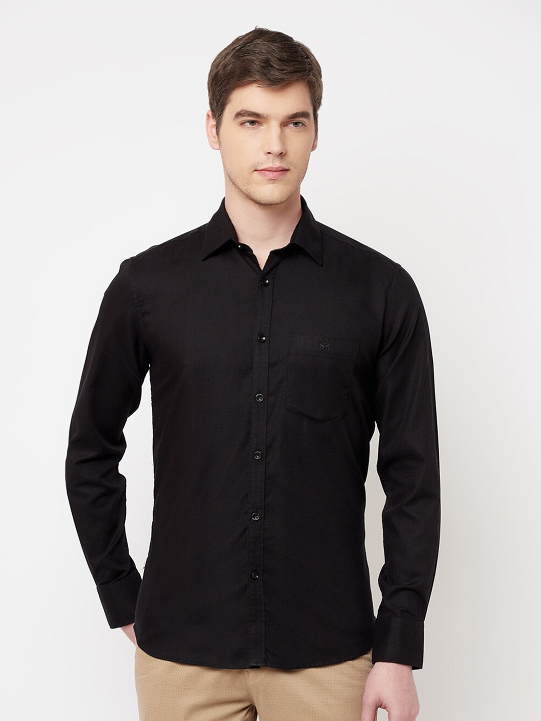 

Crimsoune Club Men Black Slim Fit Pure Cotton Casual Shirt