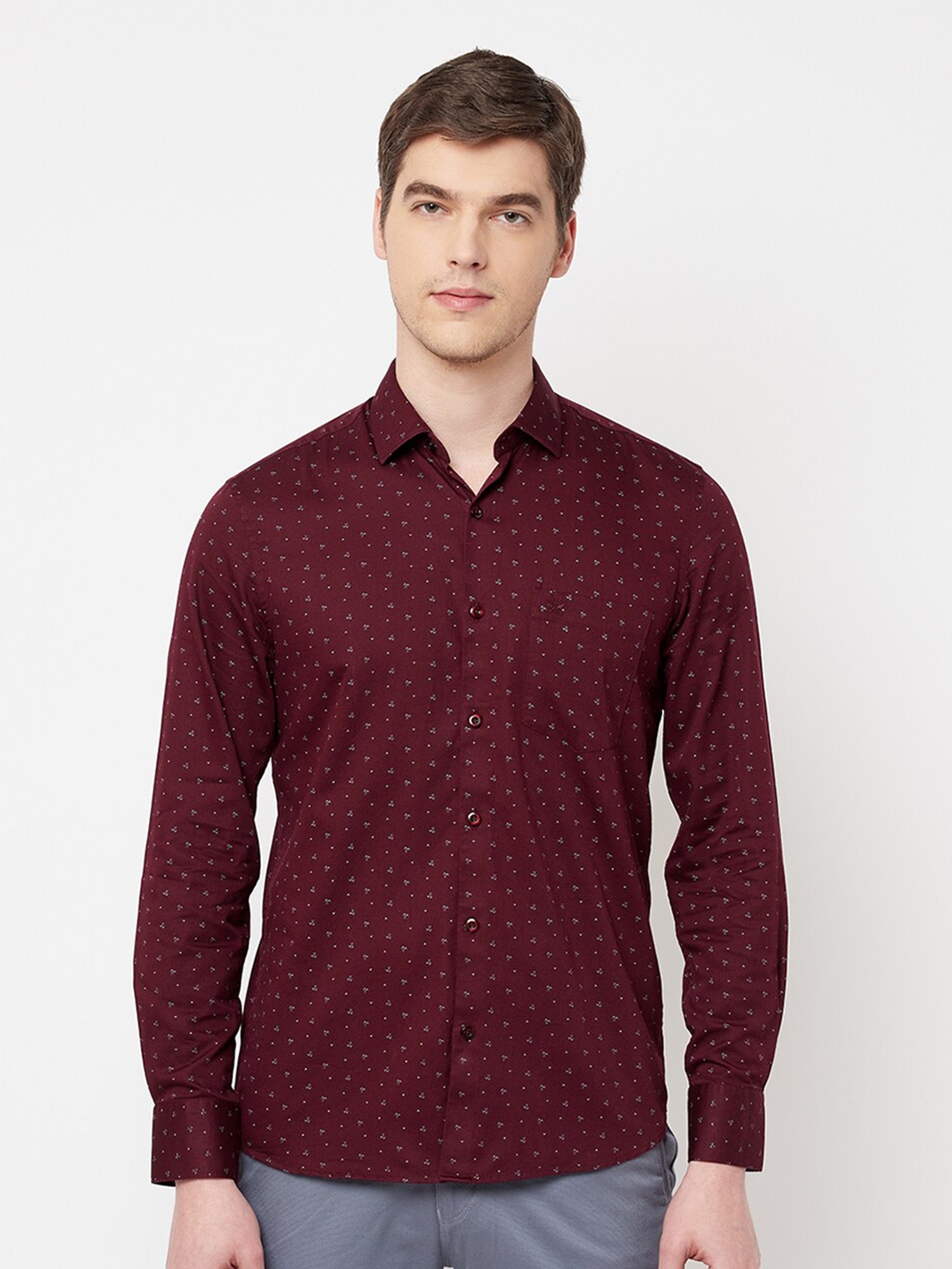 

Crimsoune Club Men Maroon Slim Fit Printed Casual Shirt
