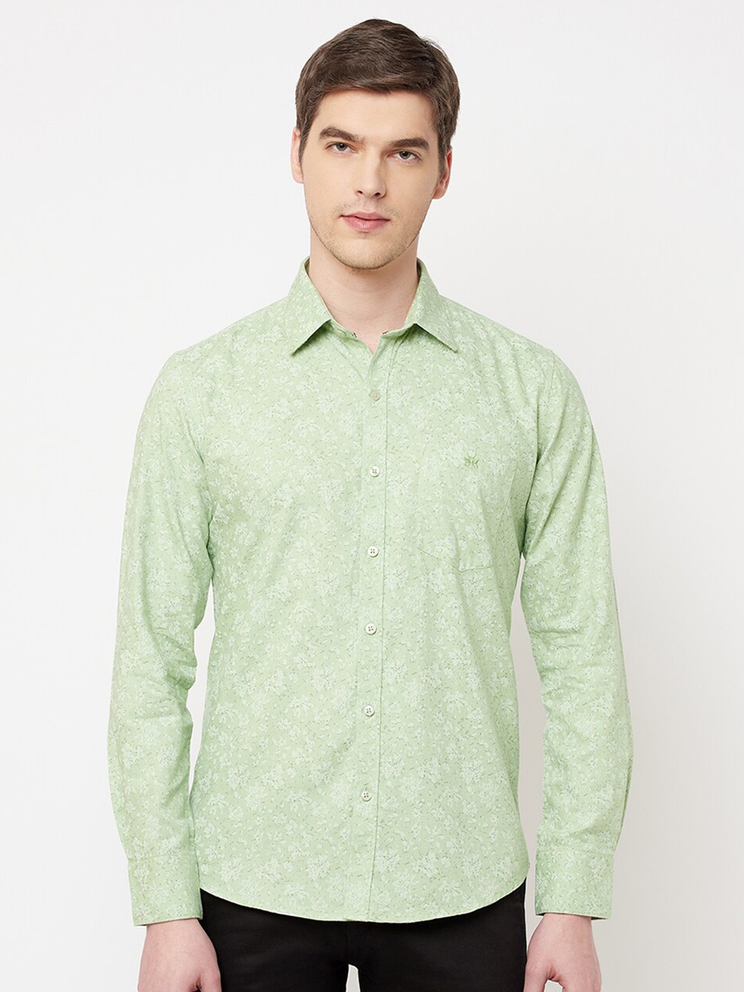 

Crimsoune Club Men Green Slim Fit Floral Printed Casual Shirt