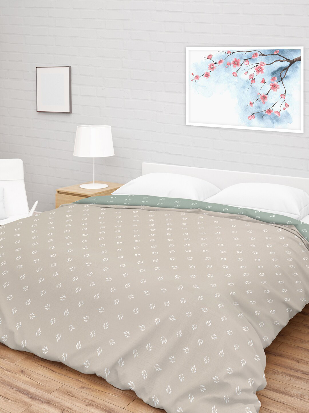 

MAYFAIR HOMES LONDON Champagne & Green 150 GSM Double Bed Floral Mild Winter Comforter