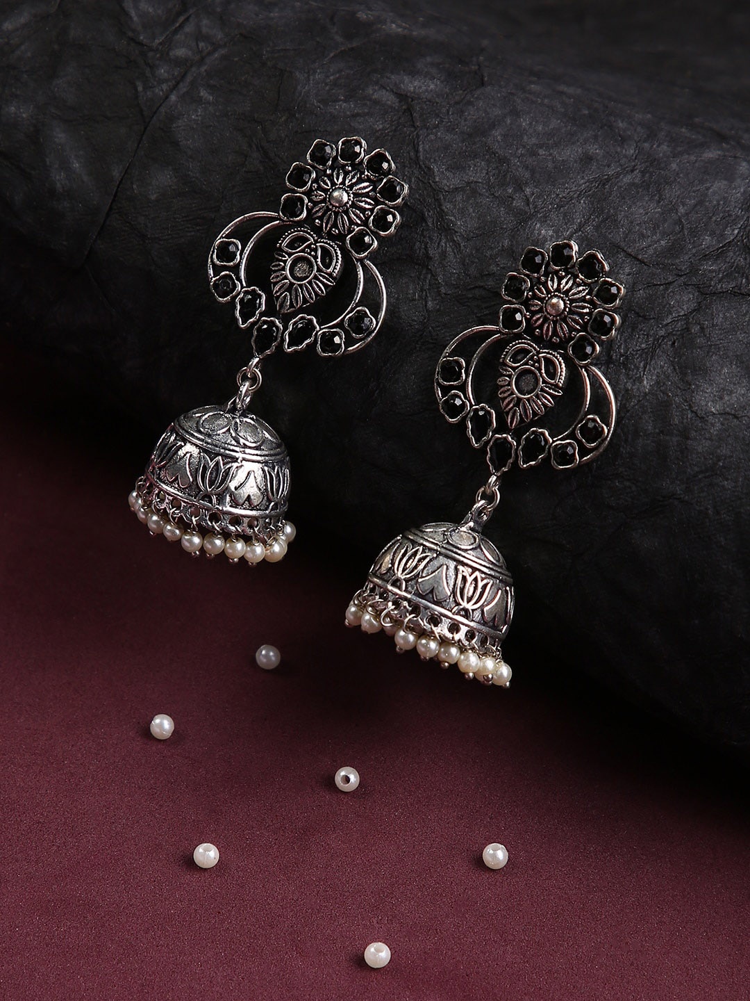 

justpeachy Black Contemporary Jhumkas Earrings